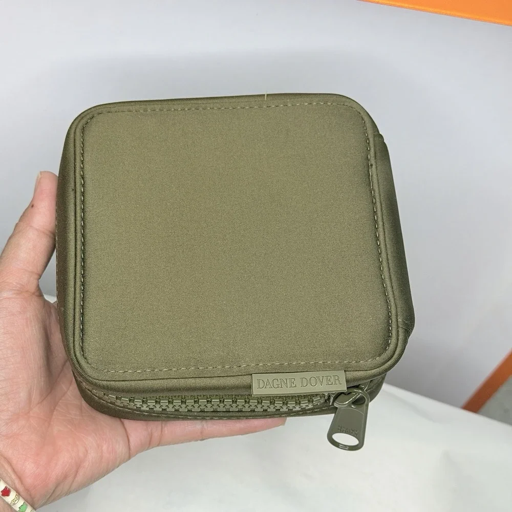 Dagne Dover Hunter Small Toiletry Bag Dark Moss Green Neoprene Travel Pouch